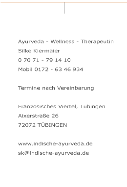 Silke Kiermaier Haus der Gesundheit, Wilhelmstrasße namaste yoga studio Provanceweg Tübingen